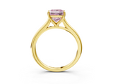 Yellow gold Fancy Pink Princess  Cut Solitaire Ring with Cathedral Band and Four-Prong Setting_3