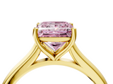 Yellow gold Fancy Pink Princess  Cut Solitaire Ring with Cathedral Band and Four-Prong Setting_4