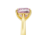 Yellow gold Fancy Pink Princess  Cut Solitaire Ring with Cathedral Band and Four-Prong Setting_5