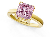 Yellow gold Fancy Pink Princess  Cut Solitaire Ring with Four-Prong Setting and Classic Band_1