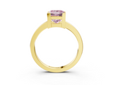 Yellow gold Fancy Pink Princess  Cut Solitaire Ring with Four-Prong Setting and Classic Band_3