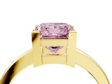 Yellow gold Fancy Pink Princess  Cut Solitaire Ring with Four-Prong Setting and Classic Band_4