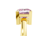 Yellow gold Fancy Pink Princess  Cut Solitaire Ring with Four-Prong Setting and Classic Band_5
