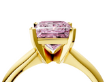 Yellow gold Fancy Pink Princess  Cut Solitaire Ring with Four-Prong Setting on a Classic Band_4