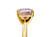 Yellow gold Fancy Pink Princess  Cut Solitaire Ring with Four-Prong Setting on a Classic Band_5