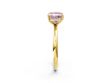 Yellow gold Fancy Pink Princess  Cut Solitaire Ring with Thin Band and Four-Prong Setting_2