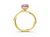 Yellow gold Fancy Pink Princess  Cut Solitaire Ring with Thin Band and Four-Prong Setting_3