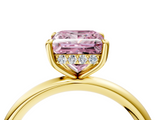 Yellow gold Fancy Pink Princess  Cut Solitaire Ring with Thin Band and Four-Prong Setting_4