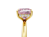 Yellow gold Fancy Pink Princess  Cut Solitaire Ring with Thin Band and Four-Prong Setting_5
