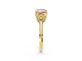 Yellow gold Fancy Pink Princess Cut Solitaire Split Shank Pave Diamond Engagement Ring with Four-Prong Setting_26