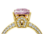 Yellow gold Fancy Pink Princess Cut Solitaire Split Shank Pave Diamond Engagement Ring with Four-Prong Setting_28