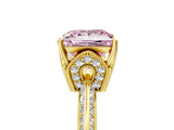 Yellow gold Fancy Pink Princess Cut Solitaire Split Shank Pave Diamond Engagement Ring with Four-Prong Setting_29