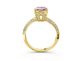 Yellow gold Fancy Pink Princess Cut Solitaire Split Shank Pave Diamond Engagement Ring with Four-Prong Setting_3