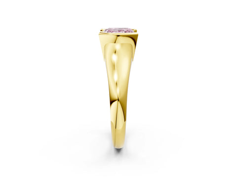 Yellow gold Fancy Pink Princess Cut Solitaire Tension Set Diamond Ring with Split Shank Band_2
