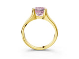 Yellow gold Fancy Pink Princess Cut Solitaire Tension Set Diamond Ring with Split Shank Band_3