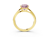 Yellow gold Fancy Pink Princess  Cut Solitaire Twist Band Ring with Four-Prong Setting_3
