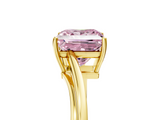 Yellow gold Fancy Pink Princess  Cut Solitaire Twist Band Ring with Four-Prong Setting_5