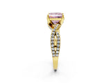 Yellow gold Fancy Pink Princess Cut Solitaire Twist Pave Diamond Engagement Ring with Prong Setting_2