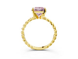 Yellow gold Fancy Pink Princess  Cut Solitaire Twisted Band with Four-Prong Setting_32