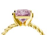 Yellow gold Fancy Pink Princess  Cut Solitaire Twisted Band with Four-Prong Setting_33