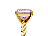 Yellow gold Fancy Pink Princess  Cut Solitaire Twisted Band with Four-Prong Setting_34
