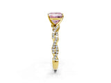 Yellow gold Fancy Pink Princess Cut Solitaire Twisted Pave Band with Four-Prong Setting_5