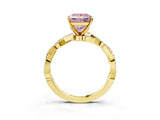 Yellow gold Fancy Pink Princess Cut Solitaire Twisted Pave Band with Four-Prong Setting_6