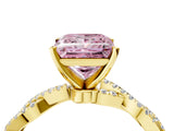 Yellow gold Fancy Pink Princess Cut Solitaire Twisted Pave Band with Four-Prong Setting_7