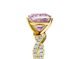 Yellow gold Fancy Pink Princess Cut Solitaire Twisted Pave Band with Four-Prong Setting_8