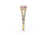 Yellow gold Fancy Pink Princess  Cut Split Shank Pave Diamond Engagement Ring with Four-Prong Setting_2