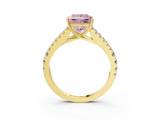 Yellow gold Fancy Pink Princess  Cut Split Shank Pave Diamond Engagement Ring with Four-Prong Setting_3