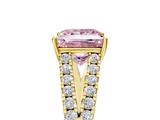 Yellow gold Fancy Pink Princess  Cut Split Shank Pave Diamond Engagement Ring with Four-Prong Setting_5