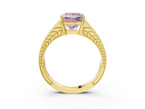 Yellow gold Fancy Pink Princess  Cut Split Shank Pave Diamond Ring with Four-Prong Setting_3