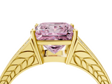 Yellow gold Fancy Pink Princess  Cut Split Shank Pave Diamond Ring with Four-Prong Setting_4