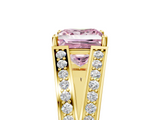 Yellow gold Fancy Pink Princess  Cut Split Shank Pave Diamond Ring with Four-Prong Setting_5