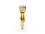 Yellow gold Fancy Pink Princess  Cut Three-Stone Channel Set Ring with Bar Prongs_2