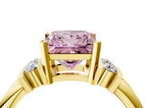Yellow gold Fancy Pink Princess  Cut Three-Stone Channel Set Ring with Bar Prongs_4