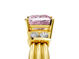 Yellow gold Fancy Pink Princess  Cut Three-Stone Channel Set Ring with Bar Prongs_5