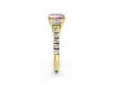 Yellow gold Fancy Pink Princess  Cut Three-Stone Diamond Pave Band with Prong Setting_18