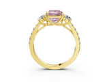 Yellow gold Fancy Pink Princess  Cut Three-Stone Diamond Pave Band with Prong Setting_19