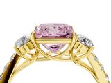Yellow gold Fancy Pink Princess  Cut Three-Stone Diamond Pave Band with Prong Setting_20