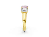 Yellow gold Fancy Pink Princess Cut Three-Stone Diamond Ring with Prong Setting on a Classic Band_14