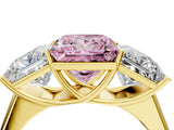 Yellow gold Fancy Pink Princess Cut Three-Stone Diamond Ring with Prong Setting on a Classic Band_16