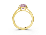 Yellow gold Fancy Pink Princess  Cut Three-Stone Solitaire Ring with Round Accent Diamonds and Four-Prong Setting_3
