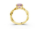 Yellow gold Fancy Pink Princess  Cut Twisted Pavé Band Solitaire Ring with Four-Prong Setting_3