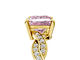 Yellow gold Fancy Pink Princess  Cut Twisted Pavé Band Solitaire Ring with Four-Prong Setting_5