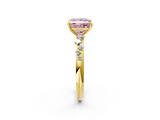 Yellow gold Fancy Pink Princess  Diamond Cluster Prong-Set Solitaire Ring_2