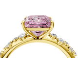 Yellow gold Fancy Pink Princess  Diamond Cluster Prong-Set Solitaire Ring_4