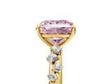 Yellow gold Fancy Pink Princess  Diamond Cluster Prong-Set Solitaire Ring_5
