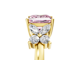 Yellow gold Fancy Pink Princess  Diamond Floral Cluster Ring with Solitaire Band and Prong Setting_5